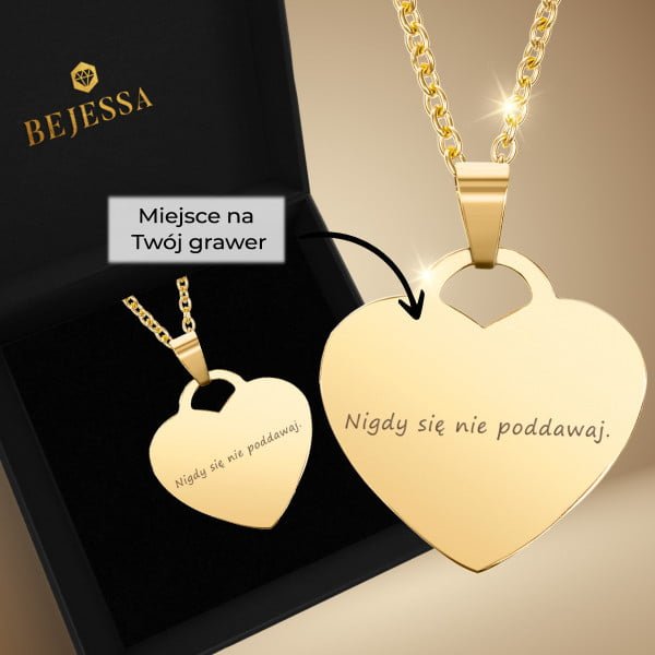 Zawieszka w kształcie serca z grawerem - kolor złoty