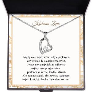 Naszyjnik Błyszcząca Biel z dedykacją dla żony - srebrny