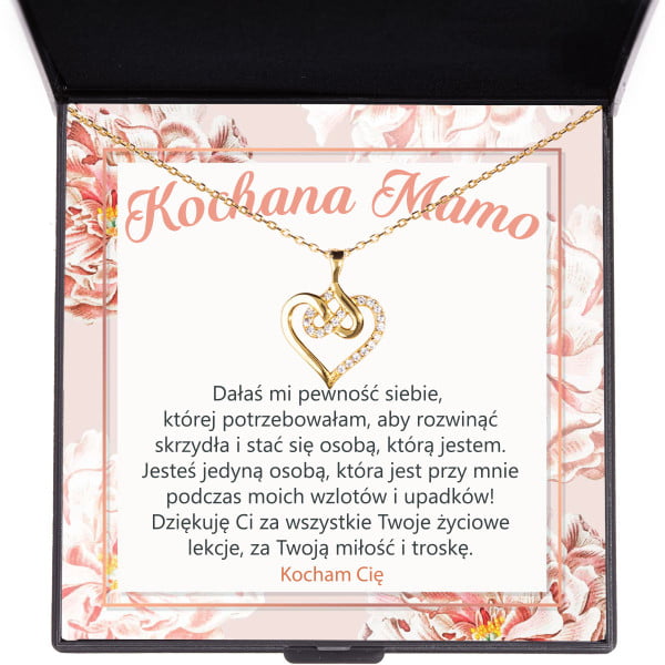 Naszyjnik Serce Nieskończoności - złote z dedykacją dla mamy