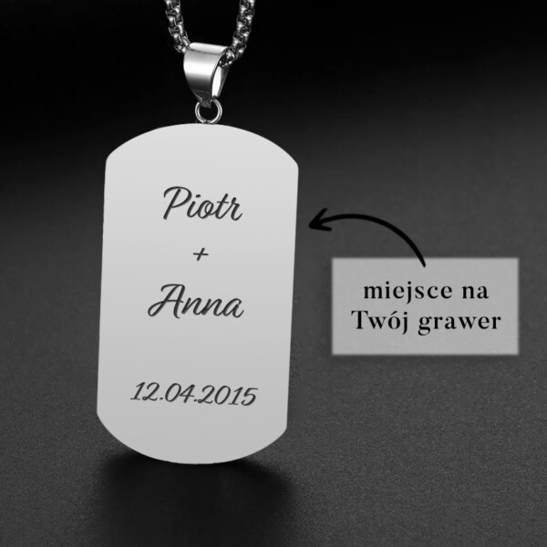 Niesmiertelnik-z-krzyzem-personalizowany - imiona + data + dymek