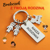 Brelok z rodziną - nasza rodzinka - pomarańczowe tło i grafiki