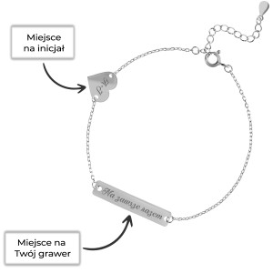 Srebrna bransoletka z miejscami na twój grawer - przykład