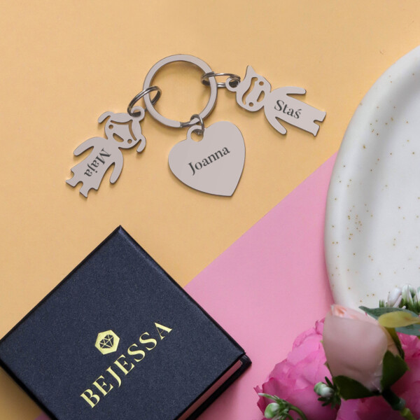 Breloczek do Kluczy – Brelok personalizowany – Rodzina - Serduszko