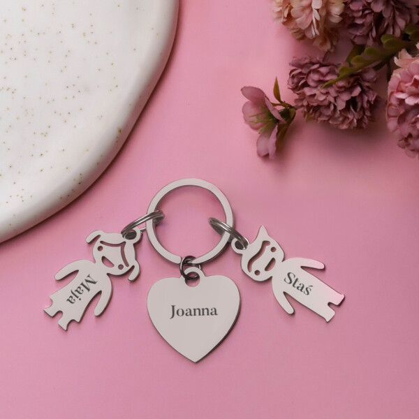 Breloczek do Kluczy – Brelok personalizowany – Rodzina - Serduszko