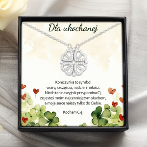 Srebrny naszyjnik koniczynka w pudełku - dla ukochanej
