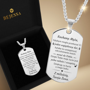 Niesmiertelnik dla meza prezent na dzien chlopaka serca milosc grawer małżenstwo stal bejessa