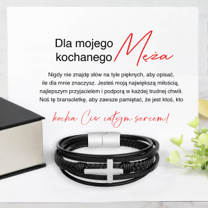 Bransoletka dla męża - krzyżyk i wzruszająca dedykacja