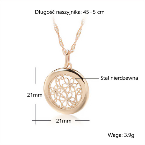 naszyjnik damski okrągły kwiaty cyrkonia prezent ukochana zona corka mama bejessa