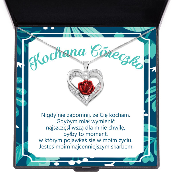 serce, róża, srebro, prezent, miłość, uczucie, córka, święta