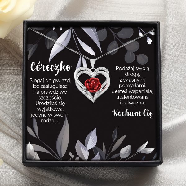 NASZYJNIK - DLA CÓRKI - sięgaj do gwiazd (3) - podwójne serce z różą - srebro - PL (2)