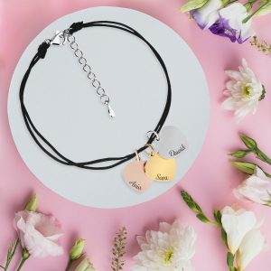 prezent dla bliskiej osoby bransoletka na sznurku personalizowana czarna