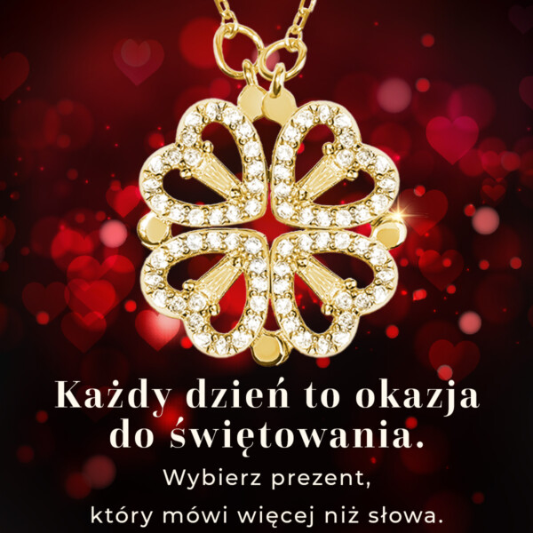 naszyjnik - koniczynka szczęśliwe serce - złoty - reklama - mockup główny - ogólna (2)