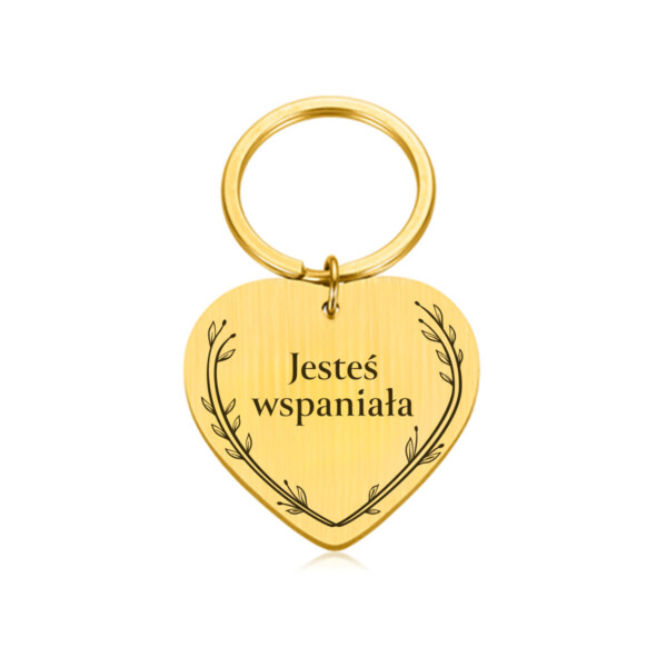 GRAWERY - BRELOK - JESTEŚ WSPANIAŁA - serce.ai.8 BRELOK - DLA - - serduszko - złoty (1)