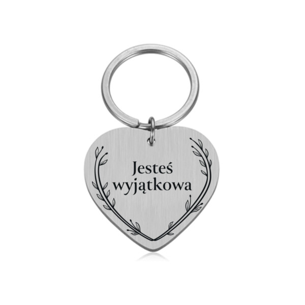 GRAWERY - BRELOK - JESTEŚ WYJĄTKOWA - serce.ai.8 BRELOK - DLA - - serduszko - srebrny (1)
