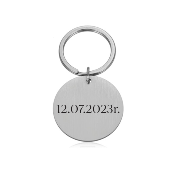 BRELOK - PERSONALIZOWANY - data - kółko - srebrne - bejessa (2)