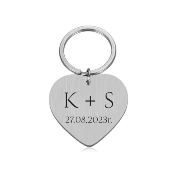 BRELOK - PERSONALIZOWANY - iniciały - serduszko - srebrne - bejessa (2)