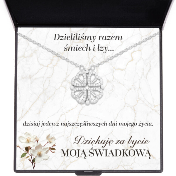 Naszyjnik z dedykacją 2 - dziękuję za bycie świadkową - srebro