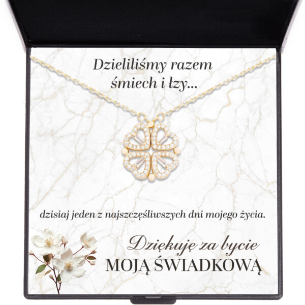 Naszyjnik z dedykacją 2 - dziękuję za bycie świadkową - złoto