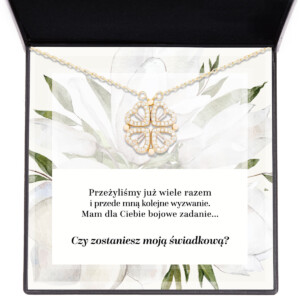 Naszyjnik z dedykacją 2 - zostaniesz moją świadkową - bojowe zadanie - PL - koniczynka złota