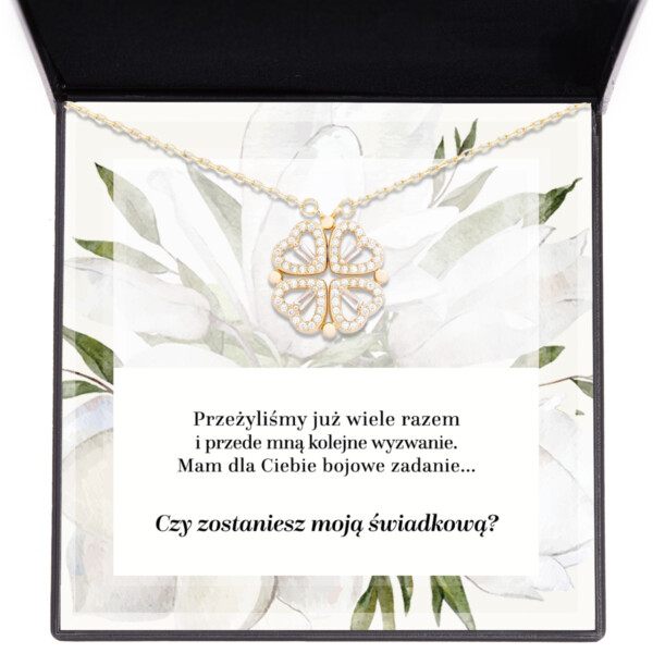 Naszyjnik z dedykacją 2 - zostaniesz moją świadkową - bojowe zadanie - PL - koniczynka złota