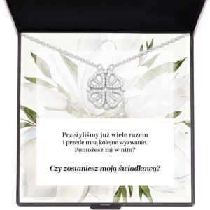 Naszyjnik z dedykacją 2 - zostaniesz moją świadkową - pomożesz mi - PL - koniczynka srebrna