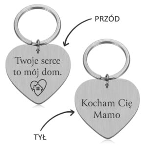 Brelok z grawerem – Prezent na Dzień Mamy – Wzruszający grawer – Twoje serce to mój dom